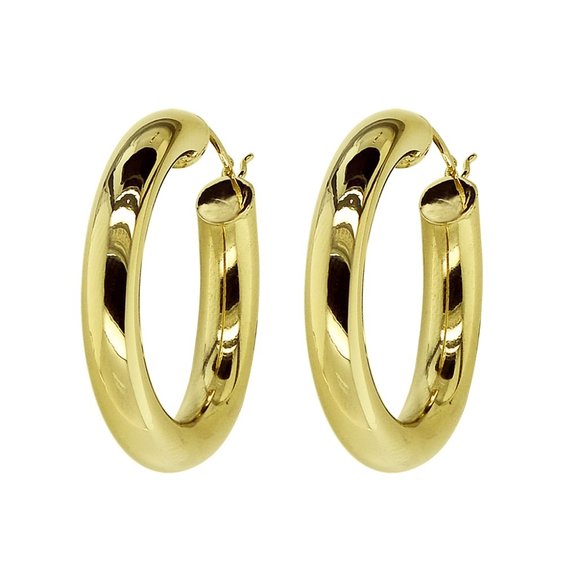Classy Hoop Earrings 14K Yellow Gold - Picture 3 of 4